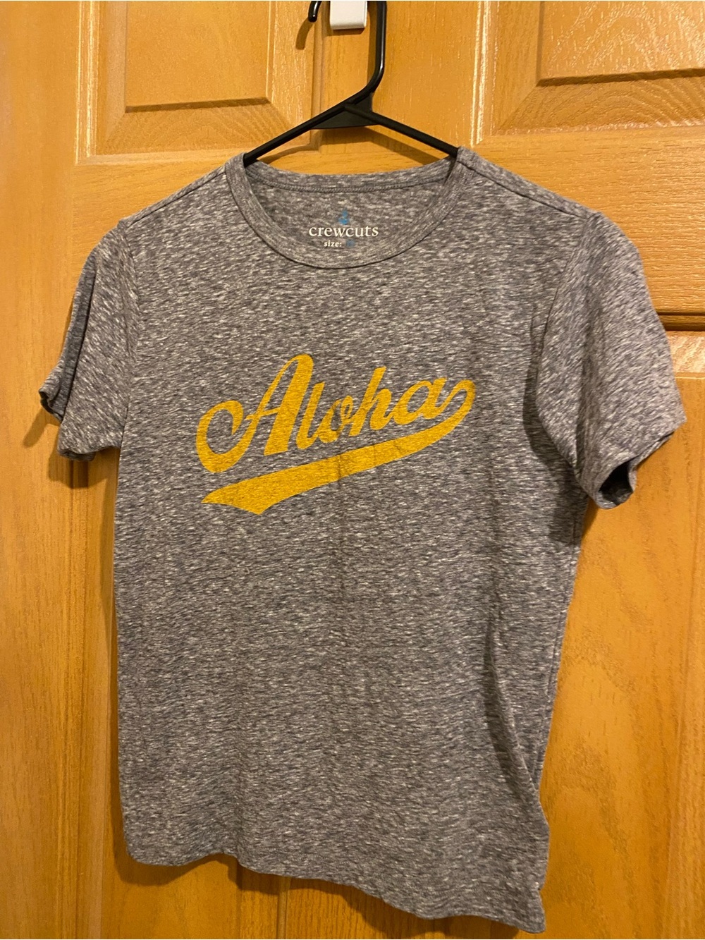 Crewcuts Heather Gray Tee with Yellow "Aloha" Script